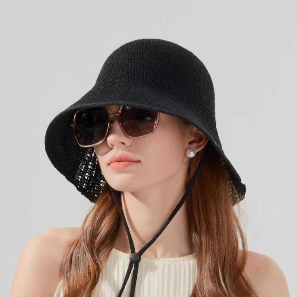 Fashion Breathable Sun Hat UV Protection Hollow Out Bucket Hat Small Shawl Sun Protection Hat Women