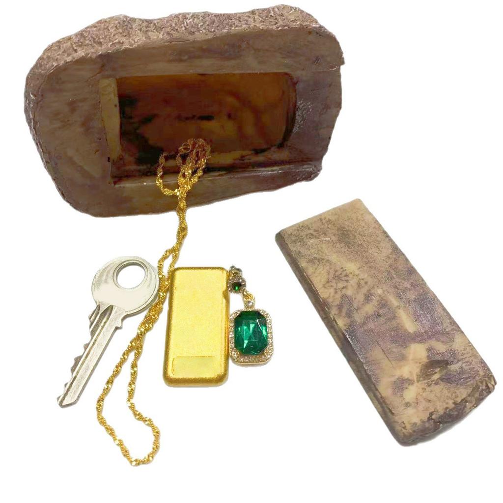 Natural Looking Resin Fake Rock Key Holder Outdoor Garden Invisible Storage Box For Keys Jewelry Cash Safe Concealment