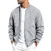 Men's spring-autumn casual jacket in imitation suede, with a round neck and full zipper, a relaxed baseball jacket