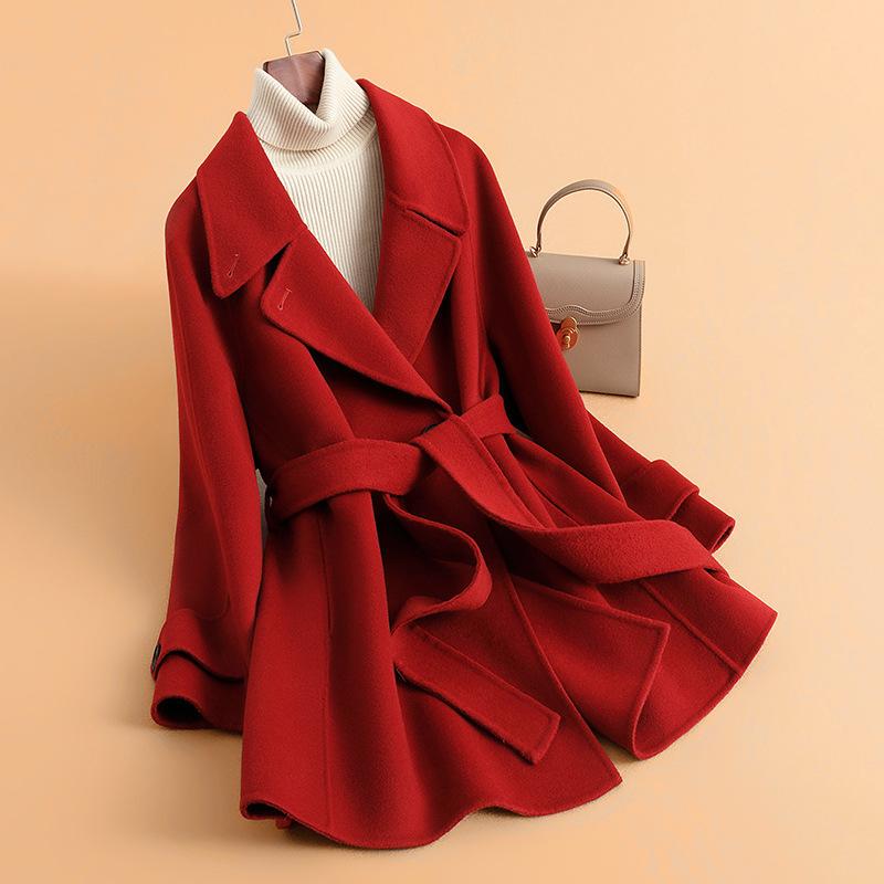 Double-sided wool coat women's medium and long spring new woolen coat high-end small woolen coat