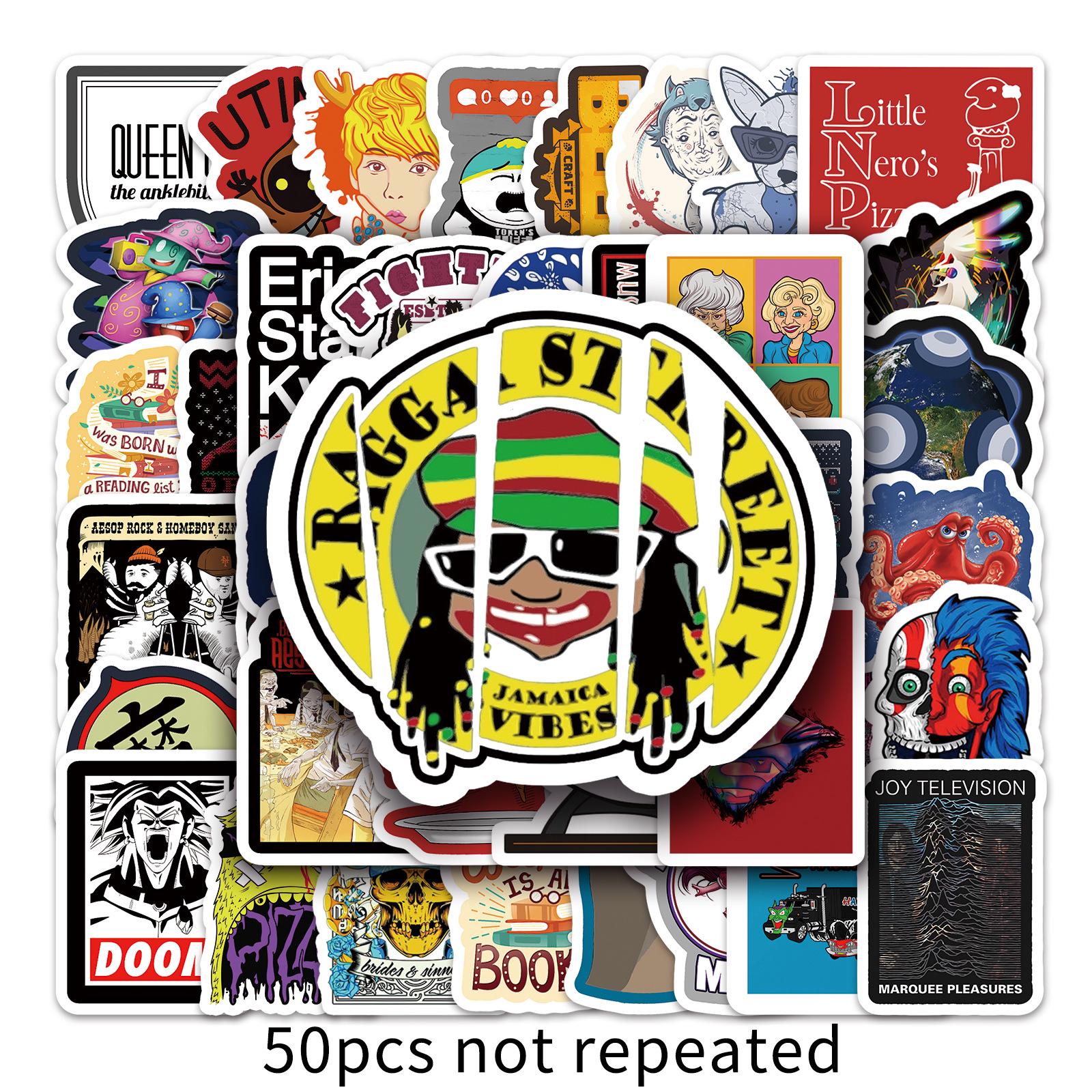 50pcs Trendy Ins Style Waterproof Stickers for Suitcases, Scooters, Luggage, and Cars.