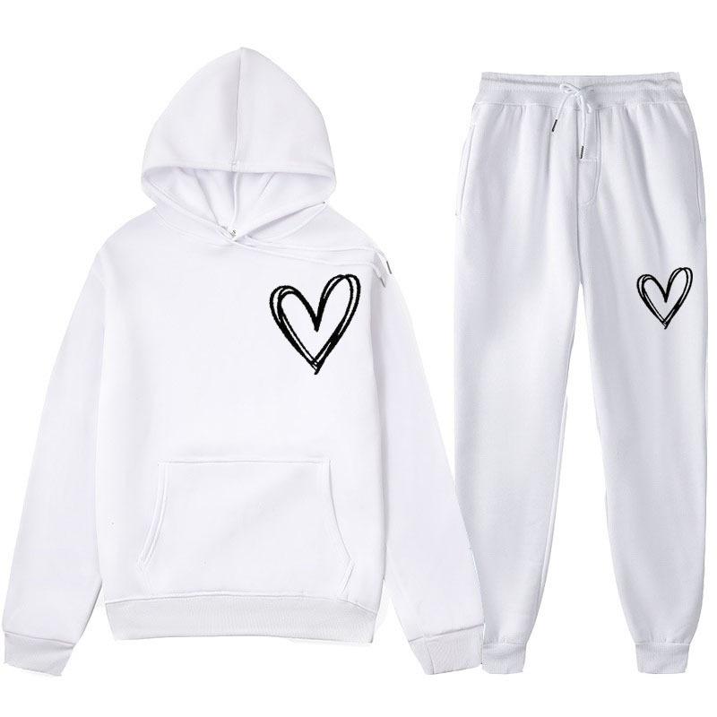 Spring and Autumn Sweater European and American Sweatpants Velvet Men's and Women's Loose Tops and Jackets Couple's Printed Hooded Suit