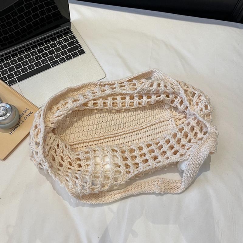 Lässige hohl gestrickte große Einkaufstasche Designer handgefertigt gewebt Frauen Schultertaschen Luxus Sommer Strandtasche Shopper Geldbörsen
