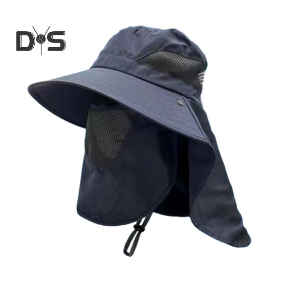 

Летняя шляпа от солнца с защитой лица, шейным клапаном, регулируемым ремешком для подбородка, дышащая, защита от ультрафиолета, для мужчин и женщин, для скалолазания, пешего туризма, рыбалки, путешествий, с широкими полями темно-синий