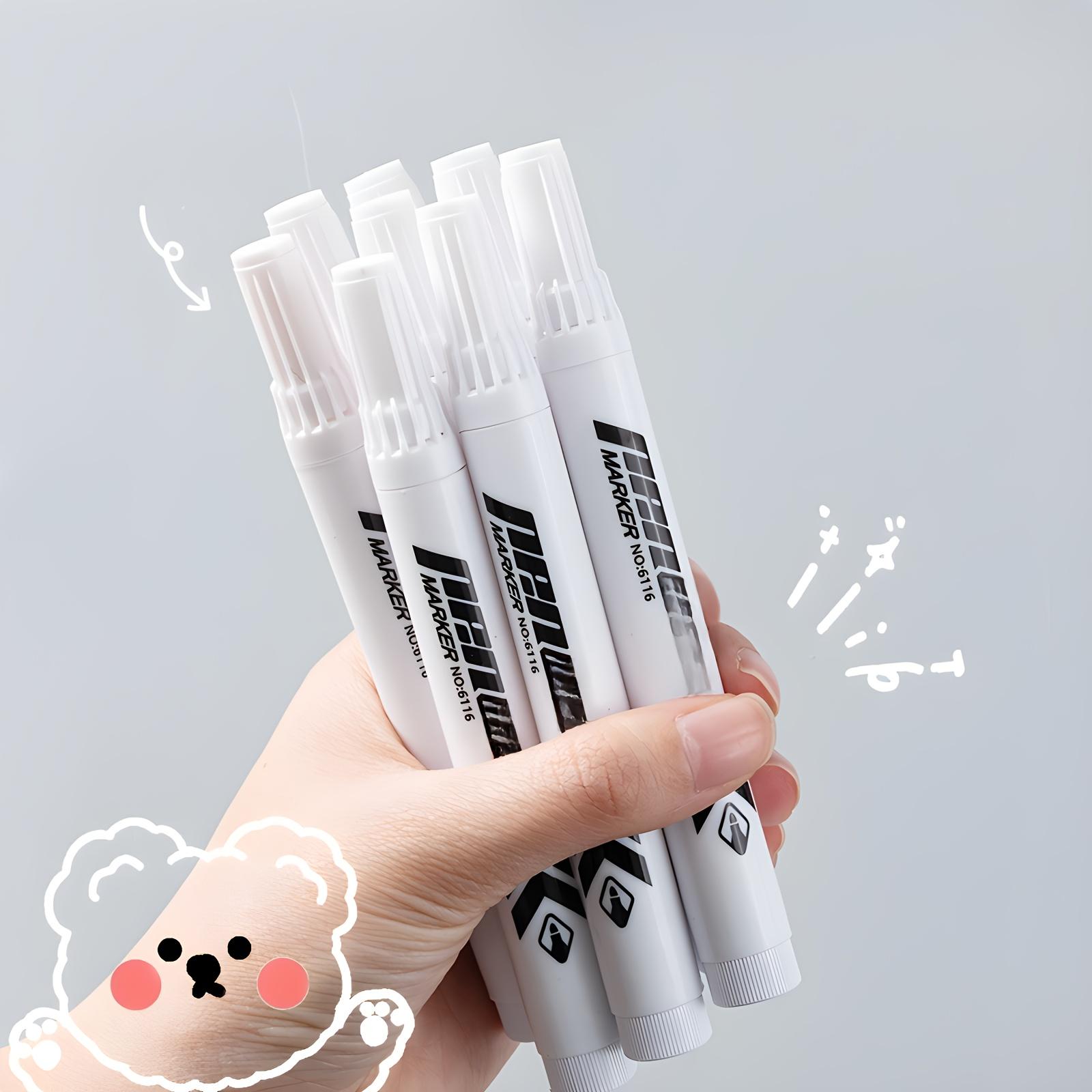

5/10pcs Heavy-Duty Waterproof White Marker Pens - Oil-Based Ink, Wide Tip for Metal, Labeling, Industrial,Office,School Supplies
