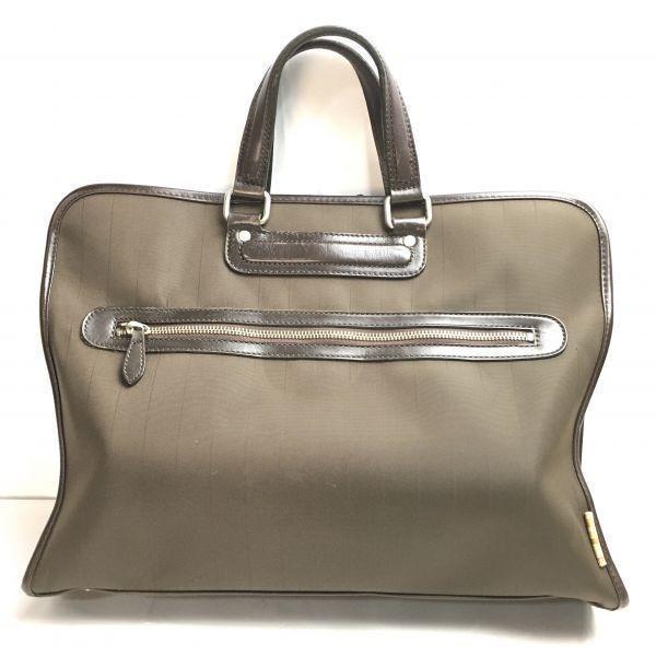 Paul Smith Briefcase Business Bag Dark Brown/Brown Stripe Pattern Strap Included(USED)