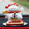 Gatto Fortunato Ceramica Alimentato a Energia Solare Maneki Neko Braccio Ondulante Gatto che Invita la Fortuna con Tappetino Auto Decorazione Scrivania Fascino Regalo