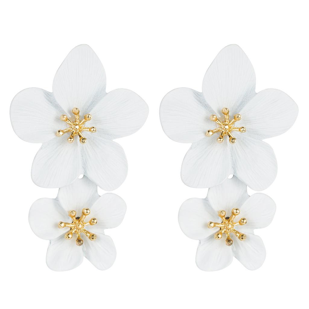 New Versatile Earrings Korean Style Geometric Flower Earrings for Women Ins Fashion European and