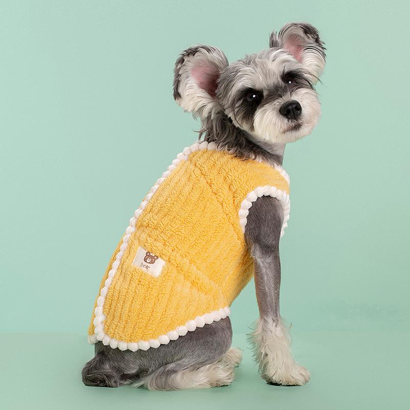 Popular Warm Checkered Fleece Dog Sweater - Comfortable, Thickened, Close-Fitting Vest for Spring, Autumn, and Winter.