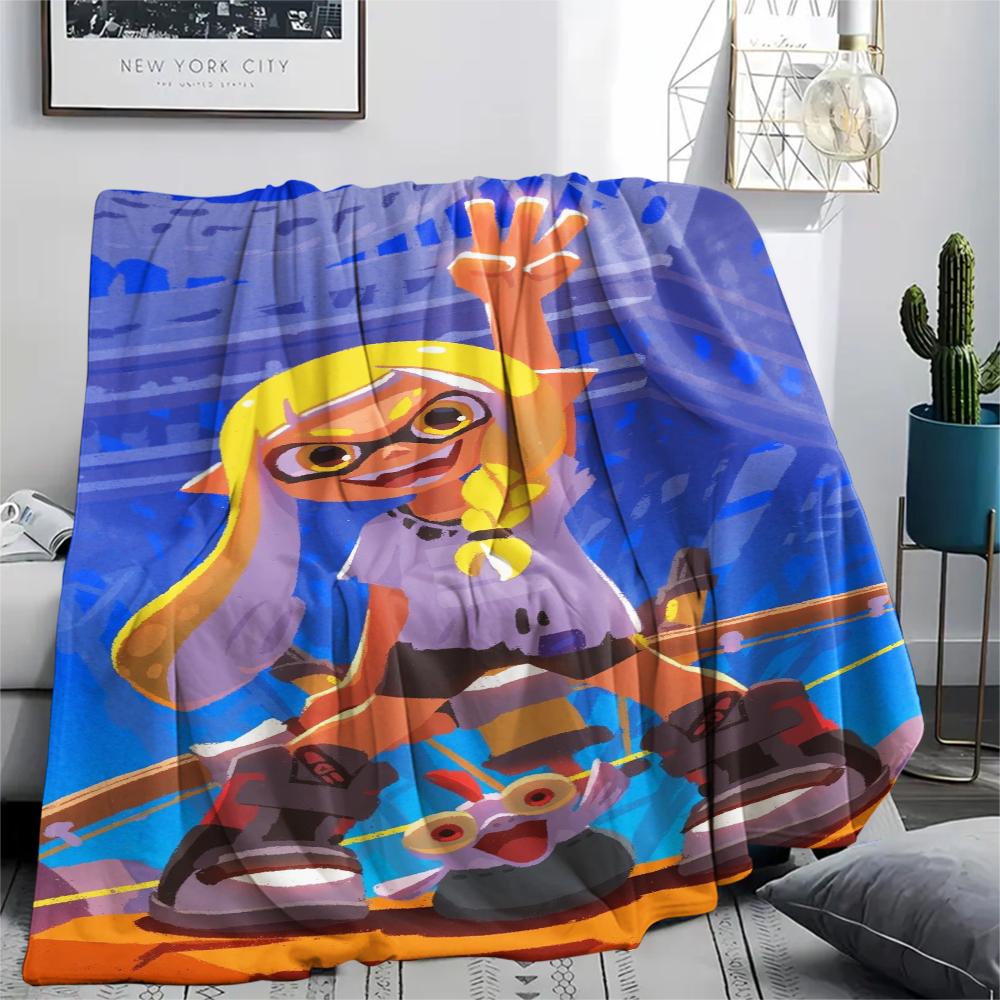 1PC Splatoon game Print Flannel Blanket, High quality Comfortable for All Seasons, Home Decor, Warmth and Comfort, Perfect for Christmas Gifts175
