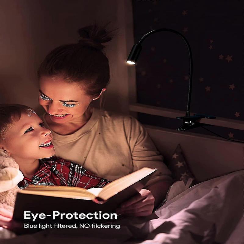 Clip On Light, Dimmable Aluminum Reading Lamp, Eye Protection Book Clamp Lamp, Clip On Lamp Compatible Desk Bedside Bed Headboard Or Deep Focus, Flexi