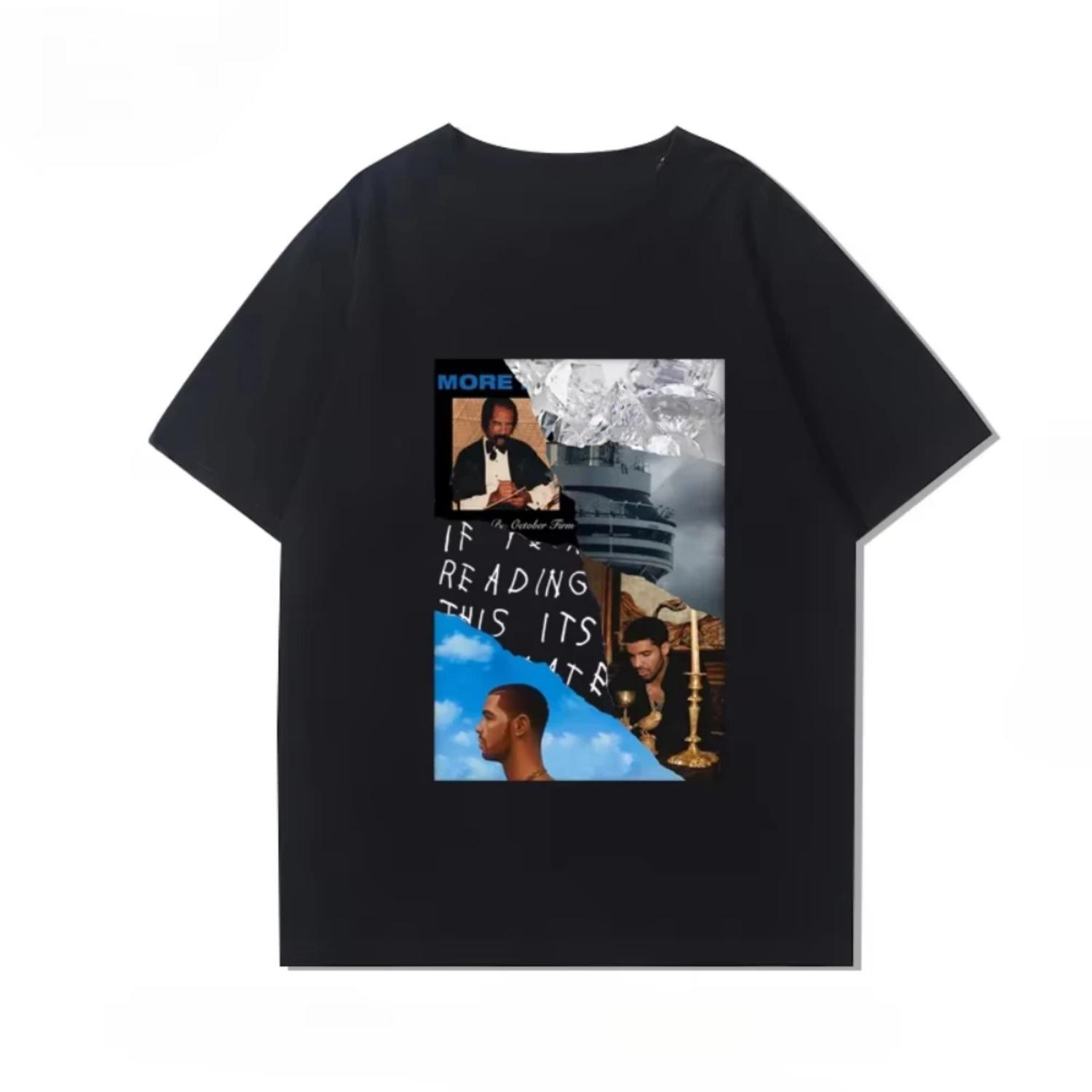 

2025 New Short Sleeve Print T-shirt Album Joint Hip Hop Rap Rap American and High Street Summer Cotton Clothes Top Tee XXXXXL чорний