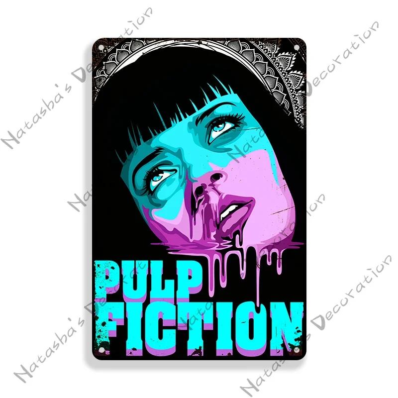Pulp Fiction Rusty Movie Poster Metal Tin Sign Old Metal Signs Vintage Poster Man Cave Garage Metal Plaque Industrial Decor