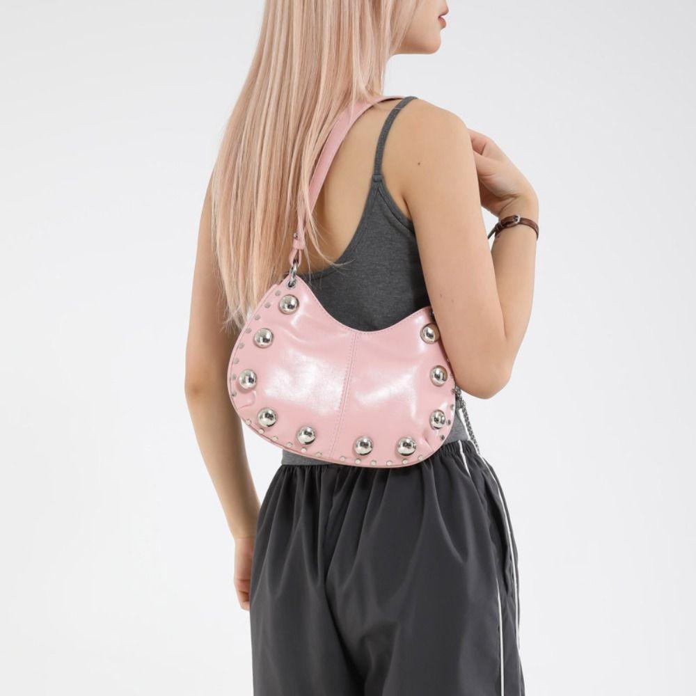 Crossbody Bag Rivets PU Underarm Bag Small Pack Shoulder Bag Portable Punk Style Handbags  Girls