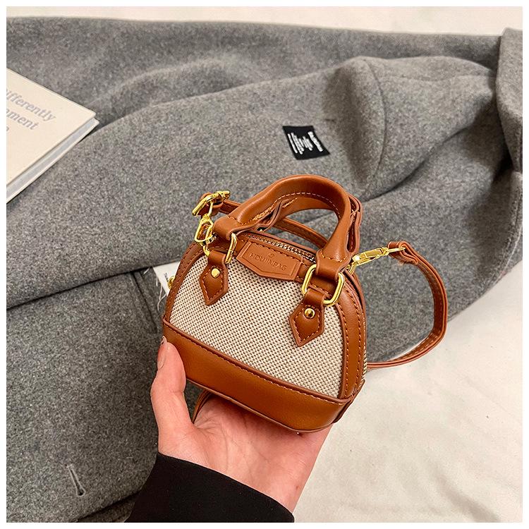Children's Korean Color Block Mini Crossbody Bag with Earphone and Coin Pouch 2025 Winter Collection