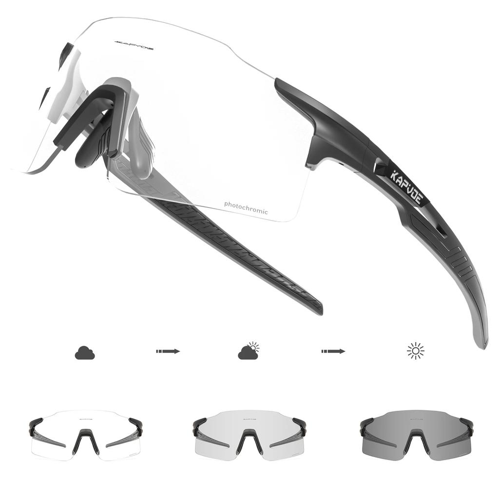 Kapvoe Photochromic Cycling Glasses MTB Cycling Sunglasses Outdoor Bike Eyewear Sports Glasses UV400 Bicycle Goggles Eyepieces