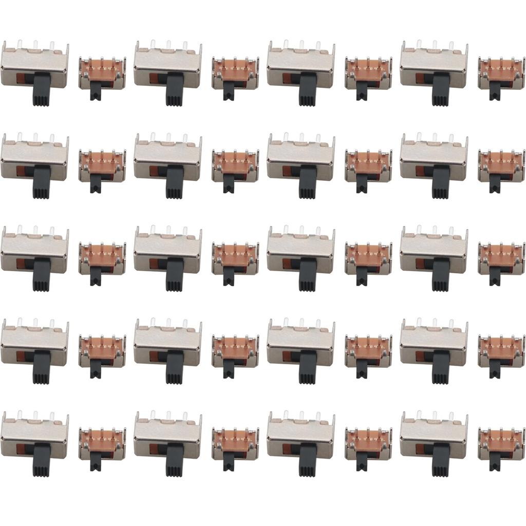 ZCZQC 40PCS SS Vertical Toggle Switch SS12F44 SK12D07 Vertical Slide Switch Miniature Latching Toggle for Low Power Electronic Projects Toys Audio