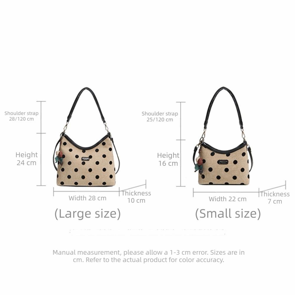 New Polka Dot Tote Bag Large Capacity with Pendant Bucket Bag Women's Shoulder Bags Work and Errands