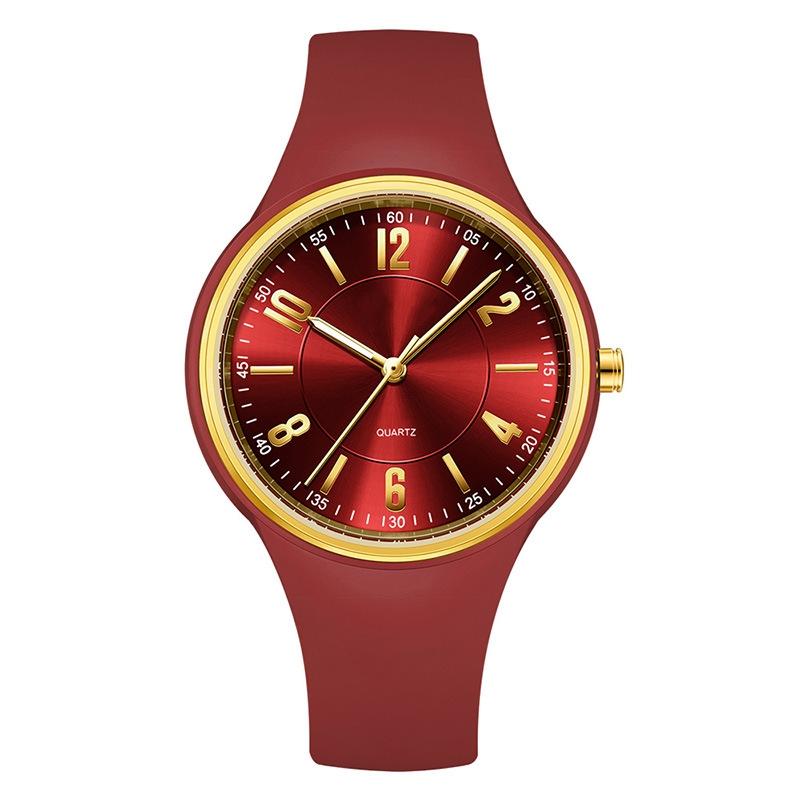 Women Quartz Watch Simple Dial Silicone Strap Waterproof Luminous Display Student Wristwatch