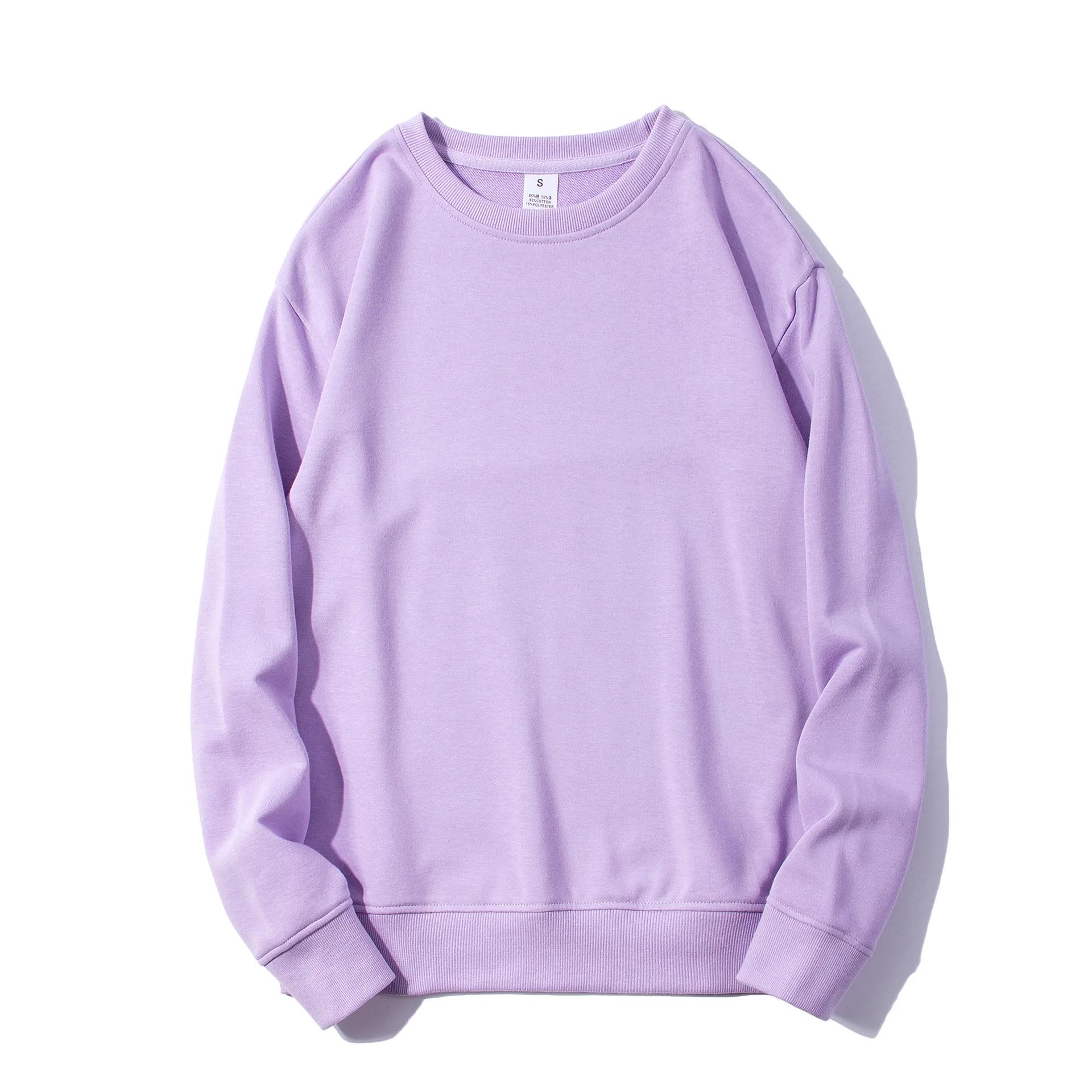 Wovey Heren Sweatshirts Tops Effen Kleur Heren Ronde Hals Sweatshirts Jas Lange Mouw Blanco Man Katoenen Trui L paars