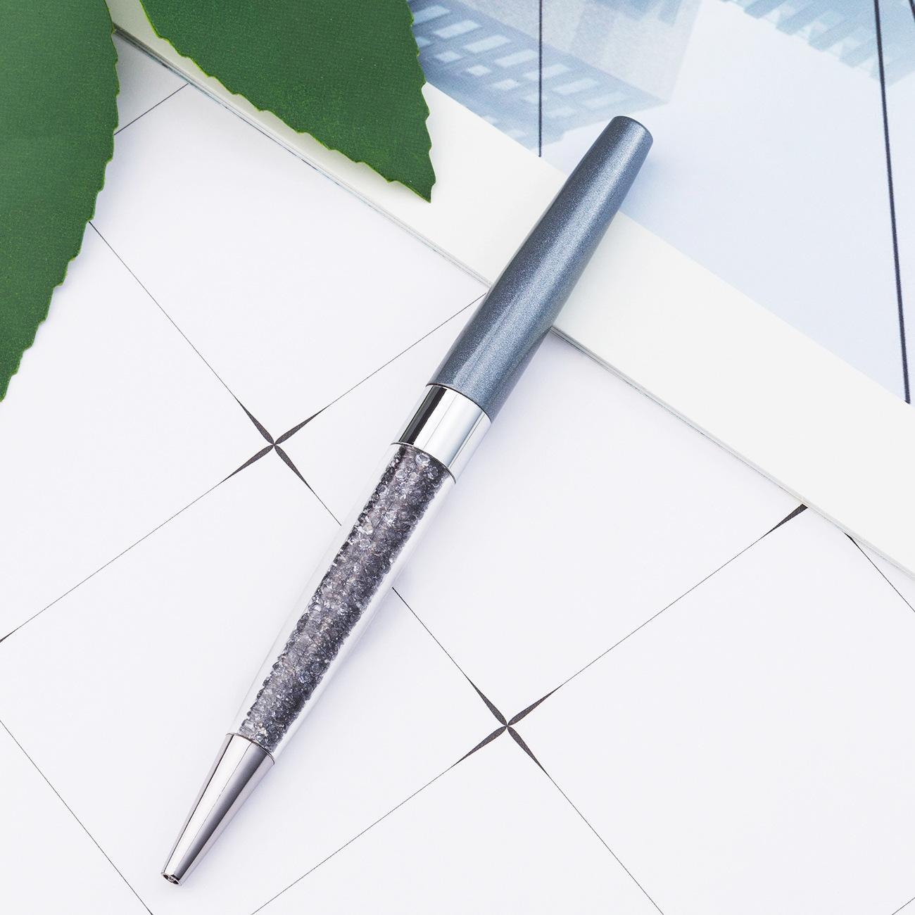 

1 шт. креативная кристальная шариковая ручка канцелярские принадлежности для офиса и школы вращающийся металлический роскошный бренд высококачественный ролик розовое золото Ink Color:Black