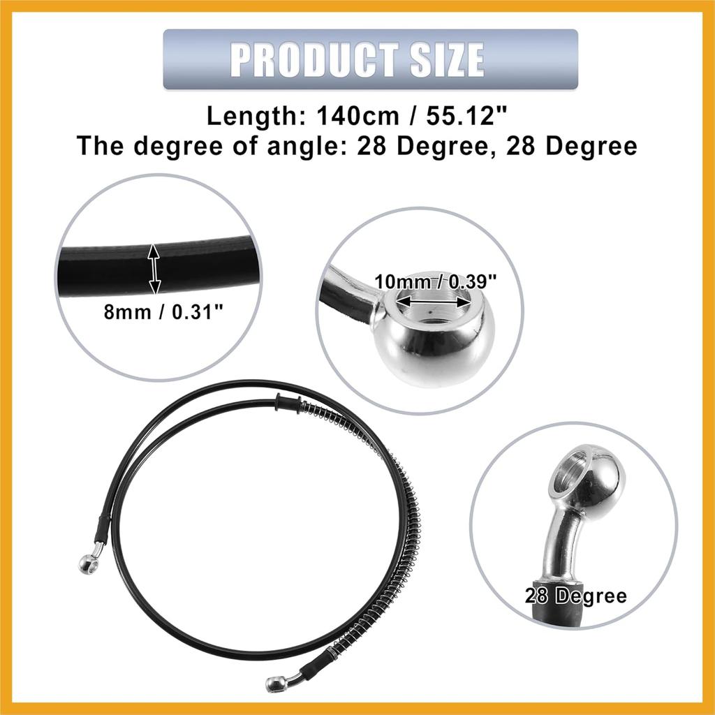 140cm AN3 M10 Car Hydraulic Brake Line Oil Hose Pipe Fitting 28° 28° Stainless Steel for Car Motorcycle Dirt Racing Bike Black Replacement