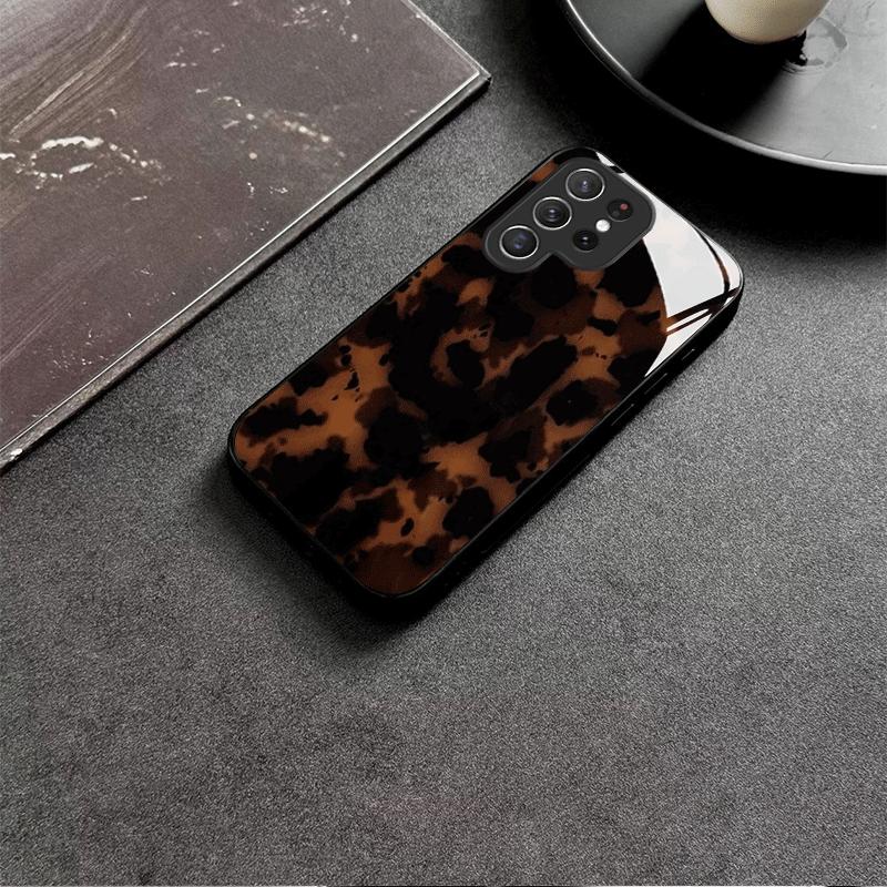Brown dark textured tempered glass phone case suitable for Samsung Galaxy S26 S25 S24 S22 S21 S20 FE/Ultra/Plus anti drop