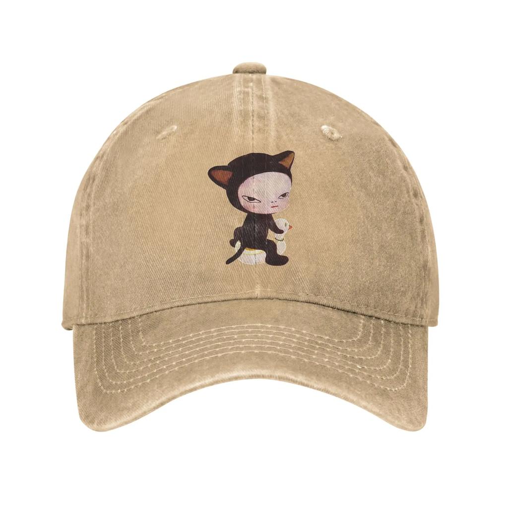 Nara Unique Unisex Women Baseball Caps Yoshitomos Distressed Denim Caps Hat Vintage Outdoor Activities Adjustable Fit Sun Cap