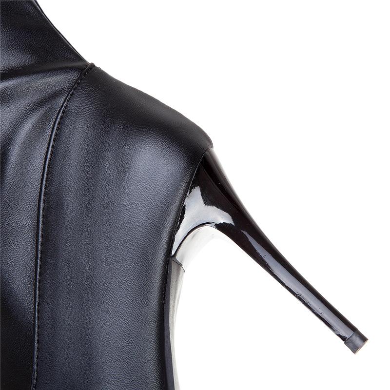 Měkké Elastické Slim Leopardí Kozačky Dámské Podzim Špičaté Středně vysoké Kozačky Sexy Tenké Vysoké Podpatky Krátké Černé Bílé Taneční Boty Dámské