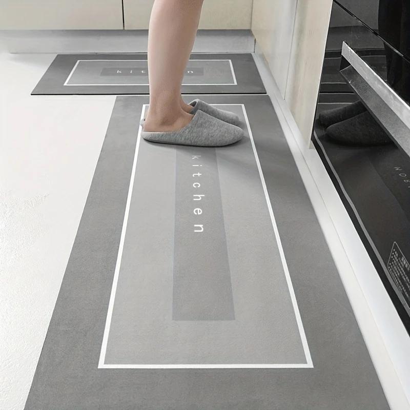 

Длинный коврик для кухни из диатомовой грязи, впитывающий влагу, простой бытовой нескользящий коврик для ног, коврик для туалета, входной коврик 45x60cm светло-серый