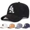 Unisex Gothic LA Embroidery Corduroy Baseball Cap Spring Autumn Outdoor Adjustable Casual Hat Sunscreen Sports Cap