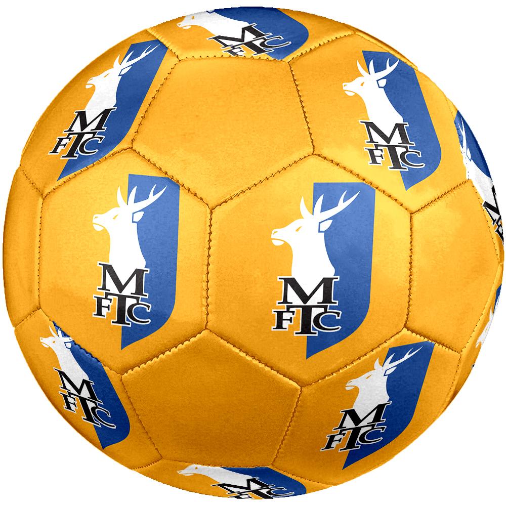 Pallone da Calcio Mansfield Town FC taglia 5, colorato, adatto a tutte le età, cucito a macchina, materiale PVC, qualità da competizione, durevole e ad alto rimbalzo