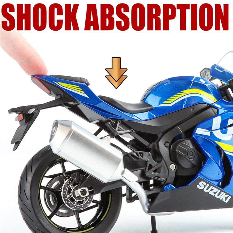 1/12 Suzuki GSX-R1000R Alloy Sports Motorcycle Model Diecast Toy Street Cross-Country Motorcycle Model Sound and Light Kids Gift