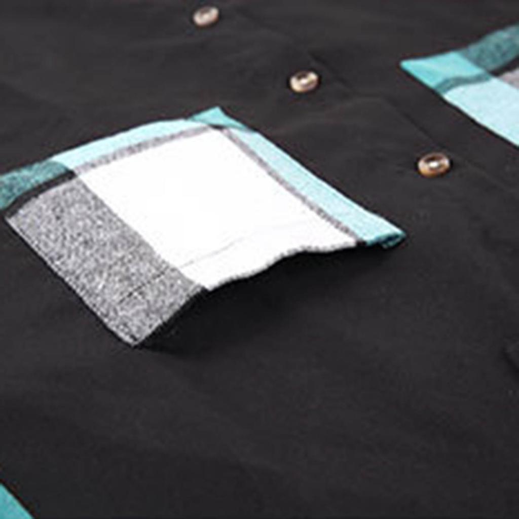 Men's Color-blocked Shirt Long Sleeve Men's Casual Fashion Trend With Pocket Shirt Jacket