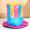 Circus Clown Stage Prop Magician Top Hat, Colorful Glossy Wide Brim Retro Striped Strong Durable Polyester Hat for Halloween Costume, Mardi