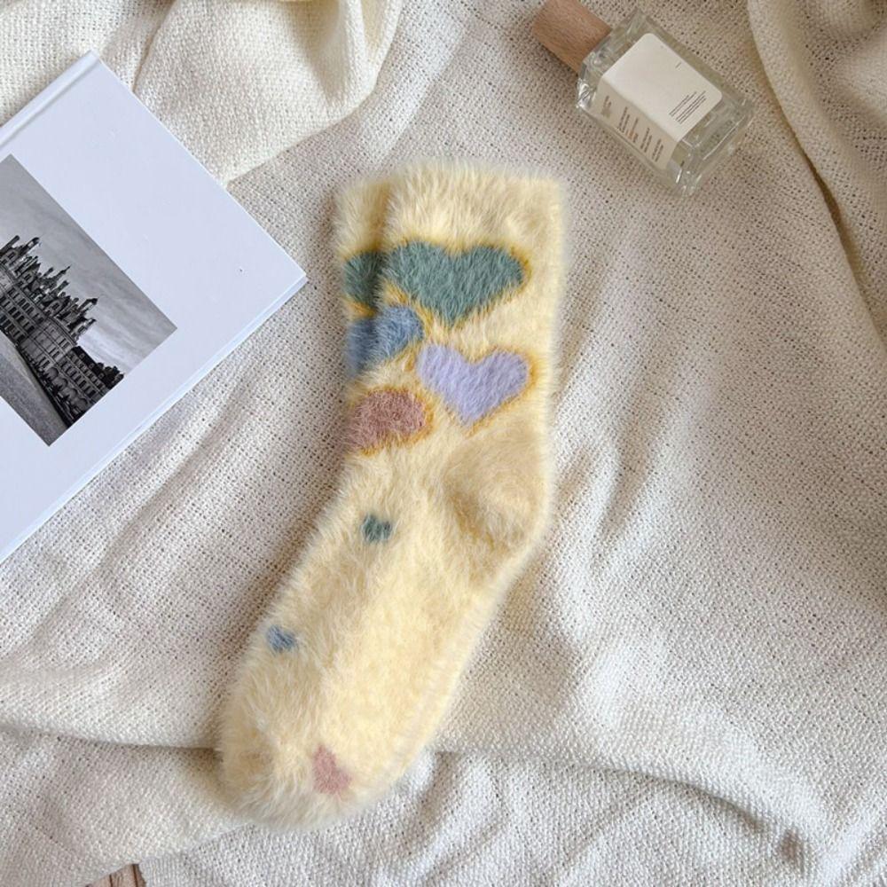 5Pairs Soft Plush Socks Cartoon Sleeping Socks Women Kawaii Thicken Warm Socks  Fall Winter