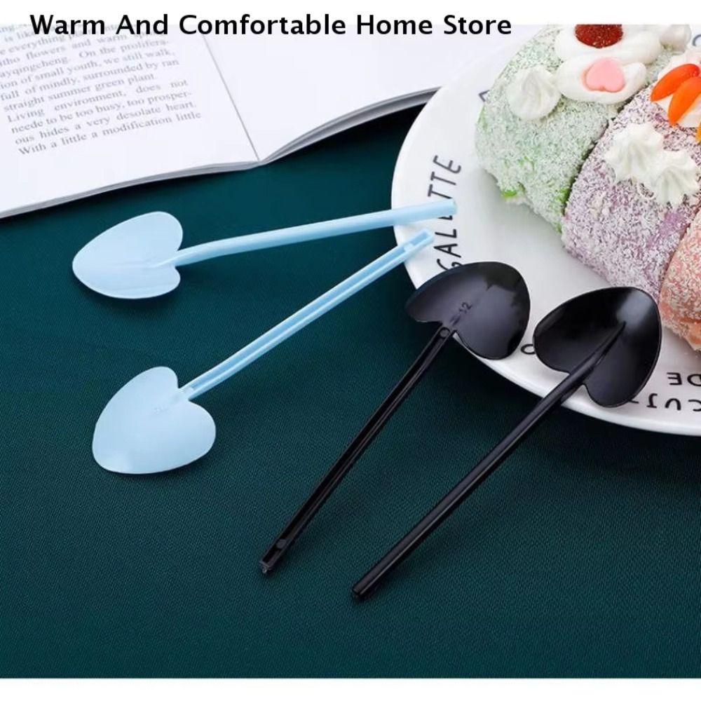 100PCS Food Grade Heart-shaped Spoons Lightweight Ice Cream Spoons Plastic Spoons Picnic