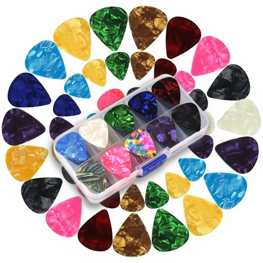 12/28/50pcs Boxed Guitar Picks 0.46mm ABS Stage Performance Plectrum Bass Ukulele String Instrument Supplies for Music Lover XJM