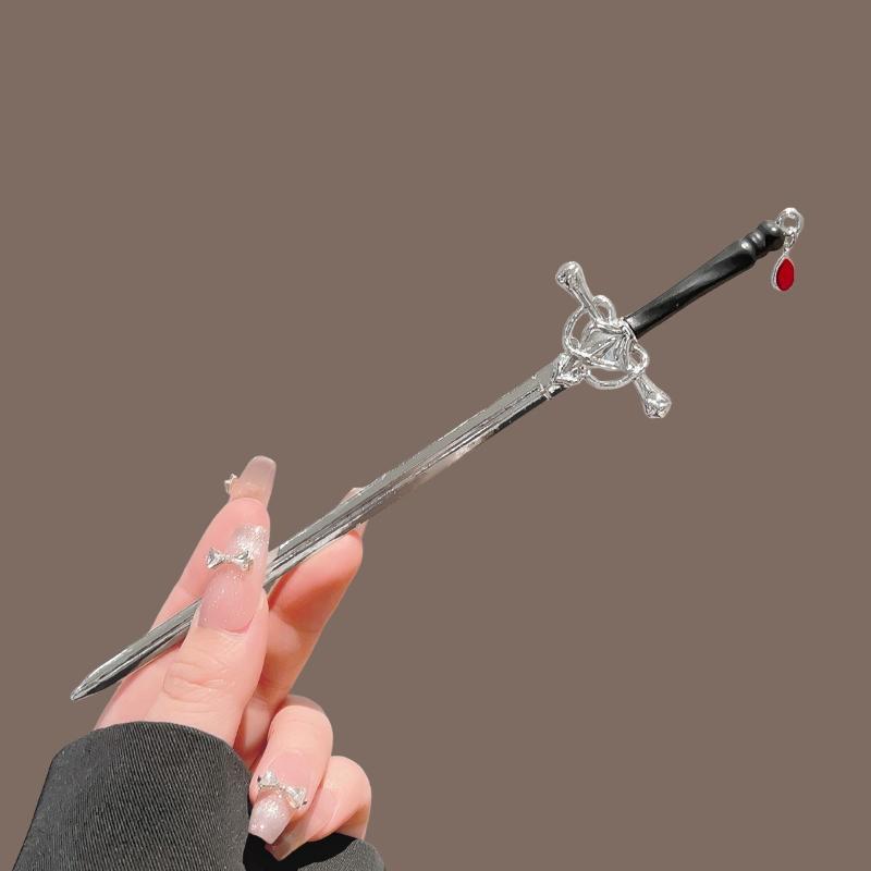 DIY Creative Chinese Style Hairpin Punk Sword Shape Hair Fork Fashion Hair Accessory for Women Cosplay Hanfu Party Wear