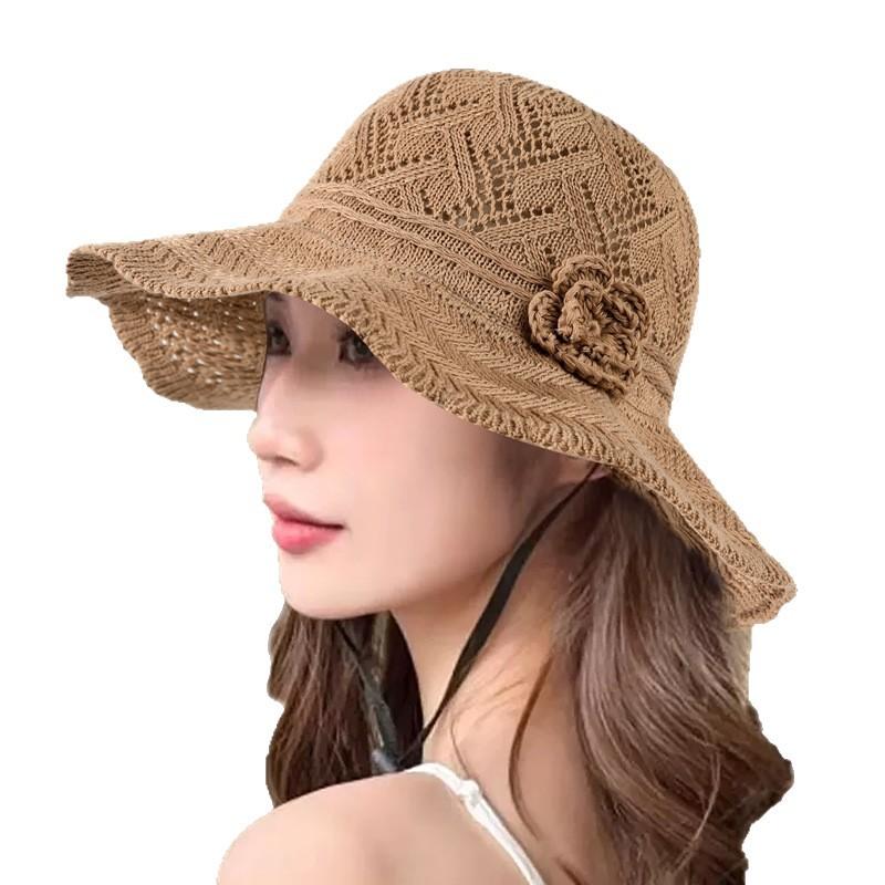 Summer outdoor foreign air breathable sunscreen bucket hat female Korean version big eaves show face small elegant versatile sun hat
