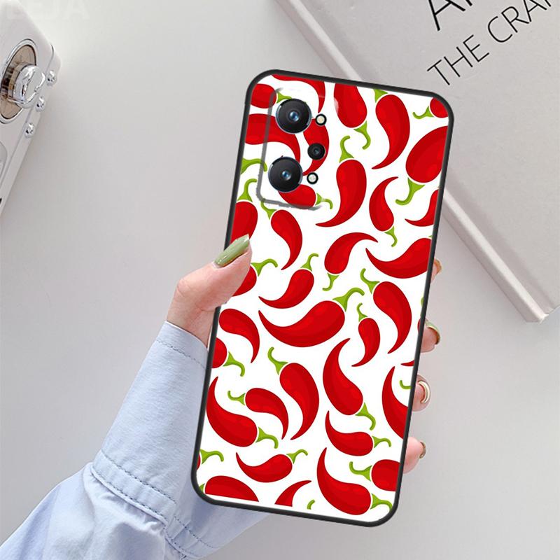 

Red Chilli Pepper Pattern For Realme C67 C61 C75 C55 C53 C51 C21Y C25S GT 6 6T 5 GT7 Pro 10 11 12 13 14 Pro Plus Case Realme C53