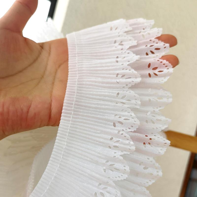 1/2Yard Dress Pleated Polyester Clothing Accessories Lace DIY Hollow Fabric Double Layer Trim Collar