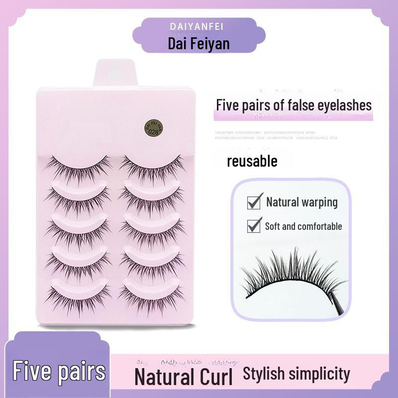 Cartoon Barbie Beginner False Eyelashes - Natural Thick 5 Pairs
