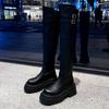 Over-knee boots women's autumn and winter 2025 new retro round head thick-soled high boots thick heel belt buckle elastic thin boots