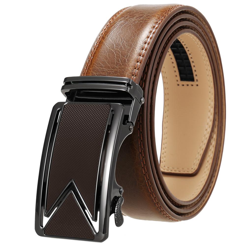 Men'S Belt Two-Layer Cowhide Automatic Buckle Belt, Business Belt Ly180-242-1