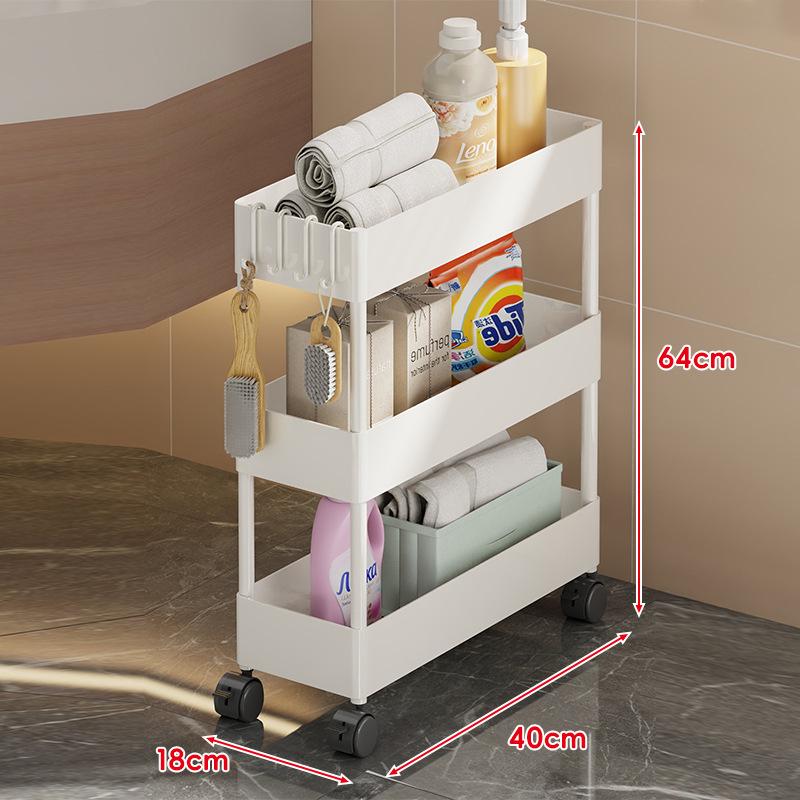 Compact Bathroom Trolley: Slim Floor-Standing Storage Rack for Narrow Spaces and Toilet Side