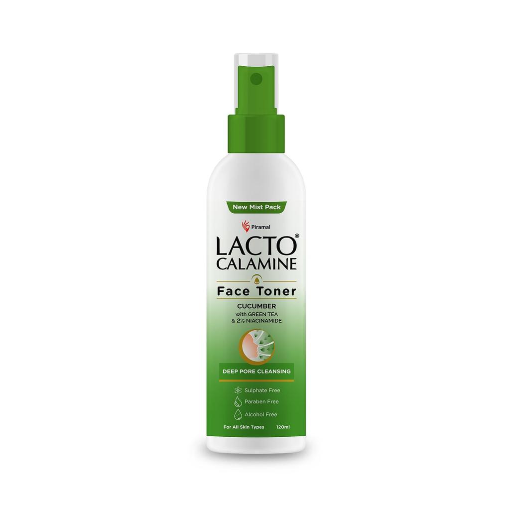 Lacto Calamine Cucumber Face Toner 120ml Pack of 1 | Deep Pore Cleansing & Pore Tightening With Green Tea