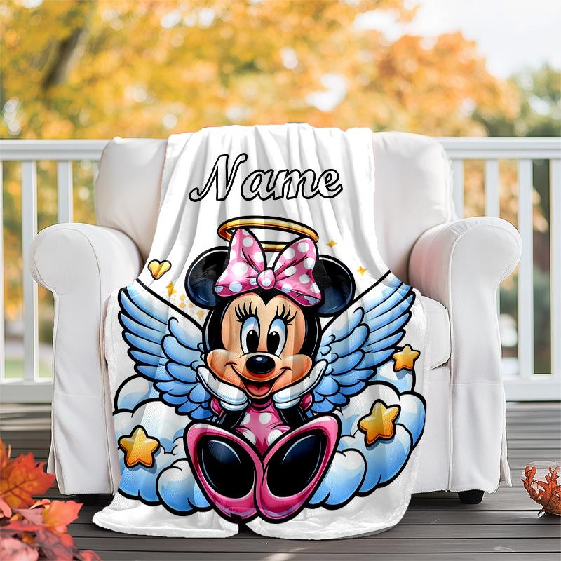 Customizable Minnie Throw Blanket – Personalized Name, All-Season Cozy Snug Blanket, Machine Washable, Personalized Blanket