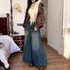 Women's High-Waist Summer 2024 Retro Washed Denim A-Line Skirt