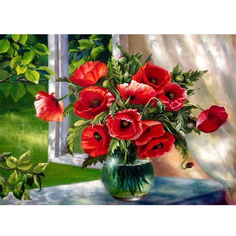 5D DIY Diamond Painting Pretty Flowers Diamond Embroidery Cross Stitch Kit Full Rhinestone Mosaic Home Decor